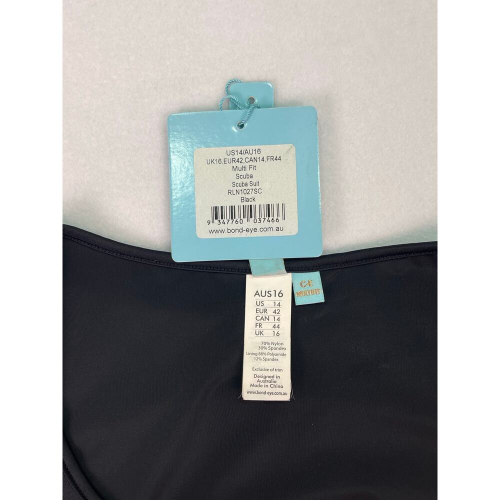 NWT Robyn Lawley Bond-Eye Scuba Style Zip Front One Piece Swimsuit Black US 14 - Picture 6 of 13